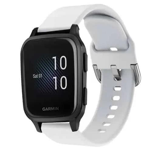 Garmin Venu SQ Silicone Wristband Adjustable Silicone Sports Rubber Smart Watch Sports Wrist Band Kit Loop Strap (White)