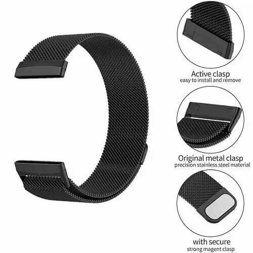 Garmin Venu 2 Plus /Venu SQ Stainless Steel Milanese Wristband Adjustable Smart Watch Wrist Band Kit Loop Strap (Silver)