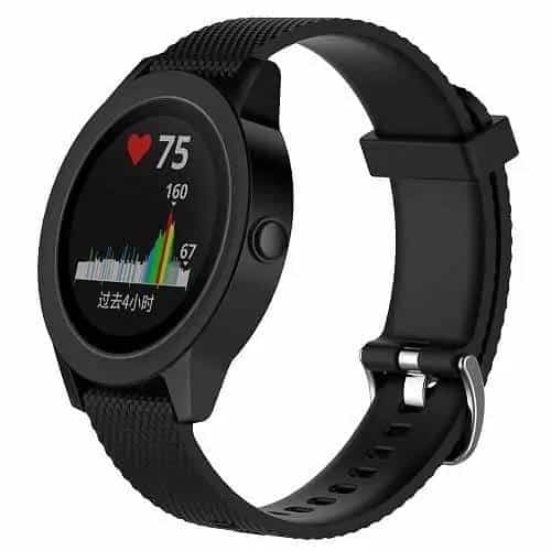 Replacement Silicone Wristband Sports Style Adjustable Wrist Bands For Garmin Forerunner 245 Music (Black)