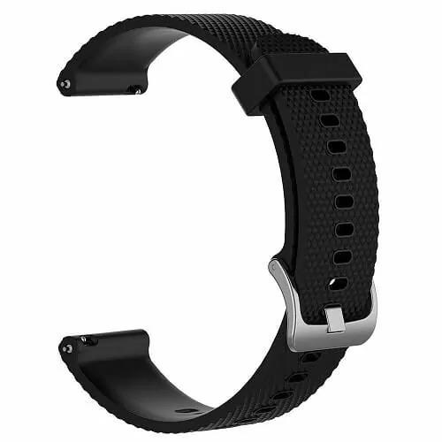 Replacement Silicone Wristband Sports Style Adjustable Wrist Bands For Garmin Forerunner 245 Music (Black)
