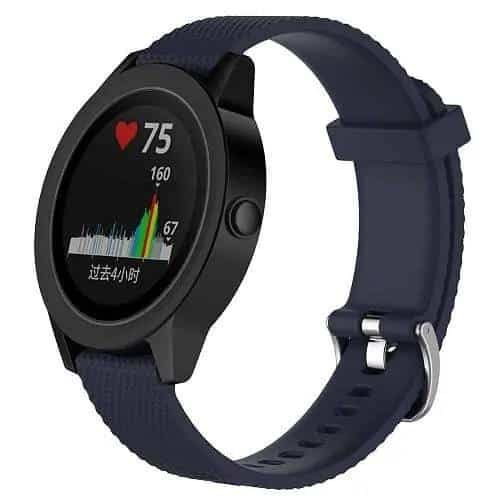 Replacement Silicone Wristband Sports Style Adjustable Wrist Bands For Garmin Forerunner 245 Music (Navy Blue)