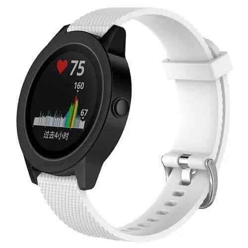 Replacement Silicone Wristband Sports Style Adjustable Wrist Bands For Garmin Forerunner 245 Music (White)