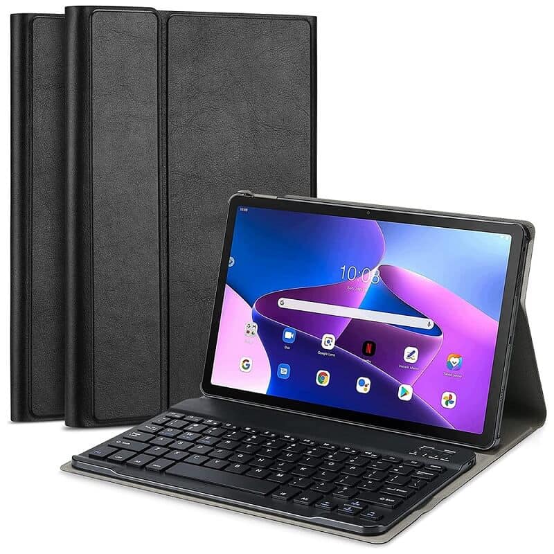 For Lenovo Tab M10 Plus 3rd Gen 10.6 Inch 2022 TB125FU /TB128FU /TB128XU Cover Magnetically Detachable Wireless Bluetooth Keyboard Case -Black