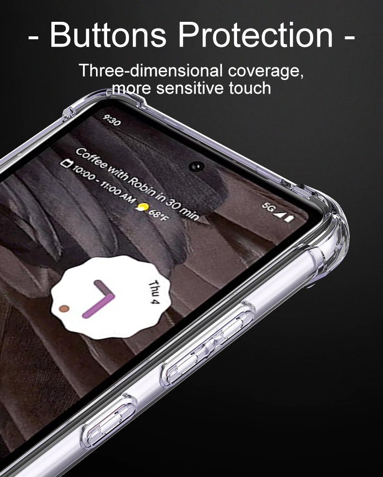 For Google Pixel 7 | 7A | 7 Pro SupRShield Clear Case Shockproof Tough Gel Clear Transparent Air Cushion Cover (Transparent)