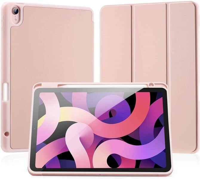 With Pencil Holder Apple iPad Air 4 4th Gen 10.9 inch 2020 Folio Auto Sleep /Wake Cover Soft Flexible Case Case