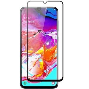 Samsung Galaxy A70 Full Cover Coverage Tempered Glass LCD Screen Protector Film Guard ( Black)