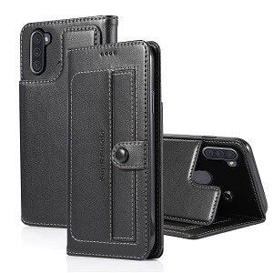 Samsung Galaxy A11 Luxury Wallet Flip Case Leather Card Slots Cover (Black)