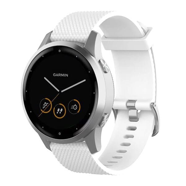 Garmin Vivoactive 4S Silicone Wristband Adjustable Rubber Watch Replacements Band Kit Strap (White)