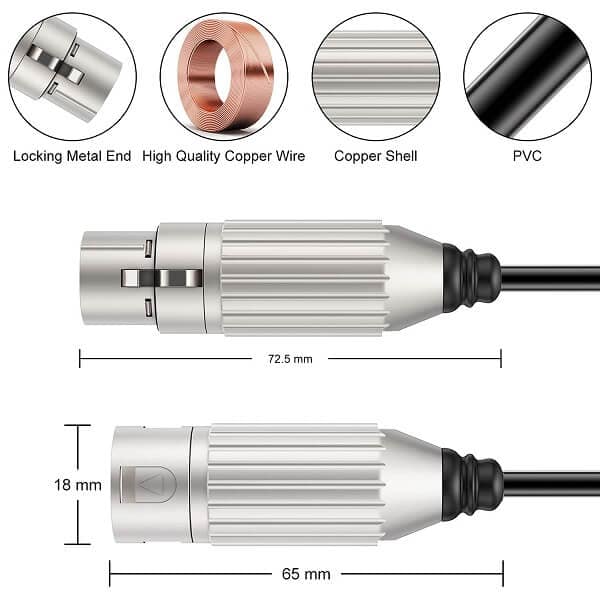 XLR Extension Cable Karaoke Microphone Sound Cable Plug for Audio Mixer Amplifiers Male To Female 3 Pin Jack Mic Mixer Cord