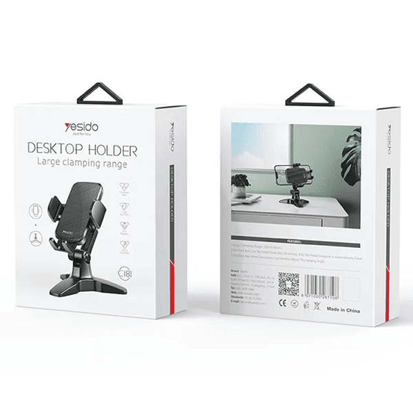 YESIDO C181 Universal Phone Holder Clip Adjustable Desktop Mobile Phone Tripod Stand