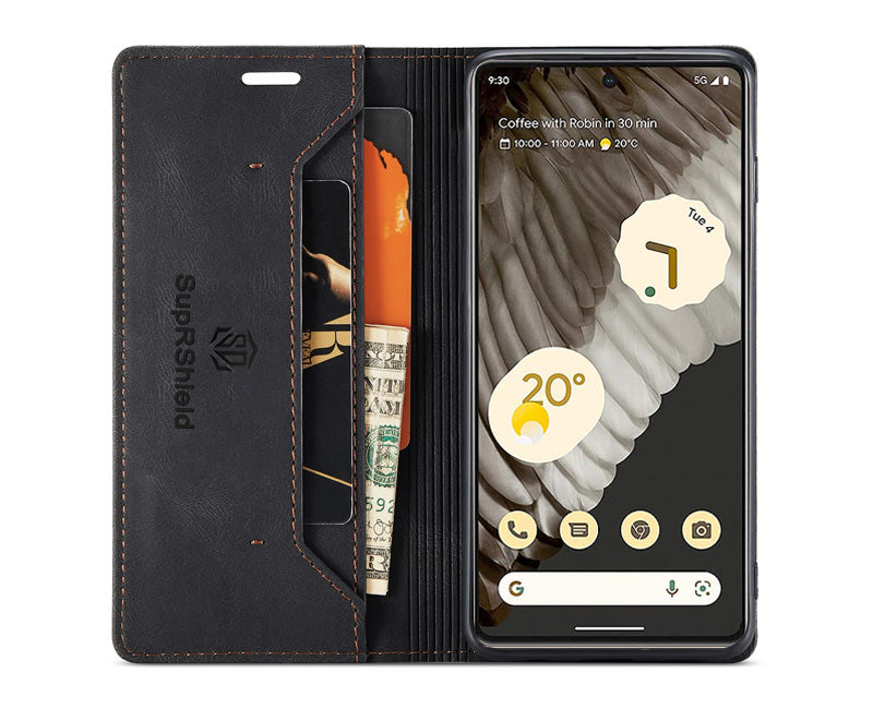 For Google Pixel 7 | 7A | 7 Pro Case RFID Blocking Retro Flip Premium Leather Card Holder Wallet Cover