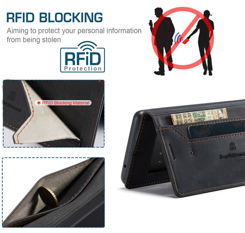 For Google Pixel 7 | 7A | 7 Pro Case RFID Blocking Retro Flip Premium Leather Card Holder Wallet Cover