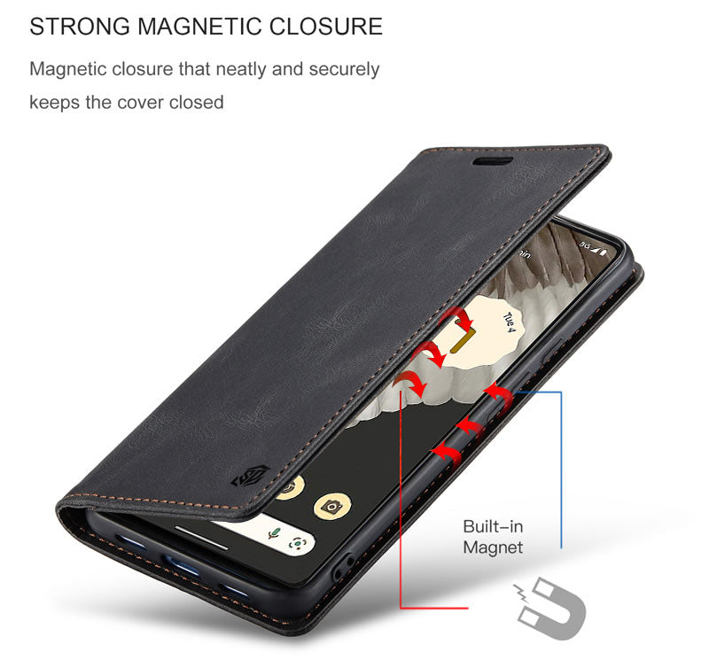 For Google Pixel 7 | 7A | 7 Pro Case RFID Blocking Retro Flip Premium Leather Card Holder Wallet Cover