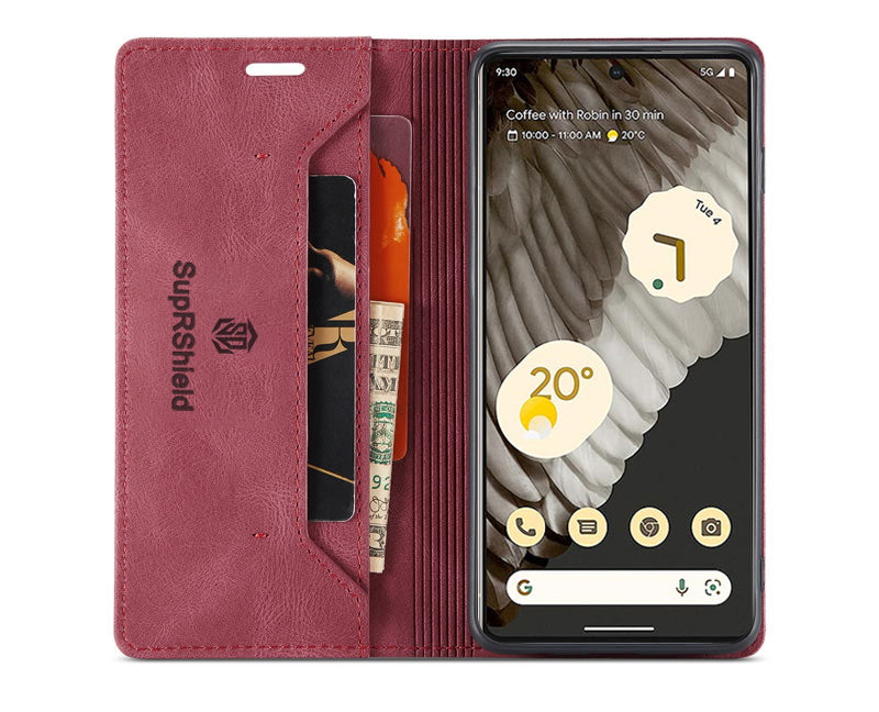 For Google Pixel 7 | 7A | 7 Pro Case RFID Blocking Retro Flip Premium Leather Card Holder Wallet Cover