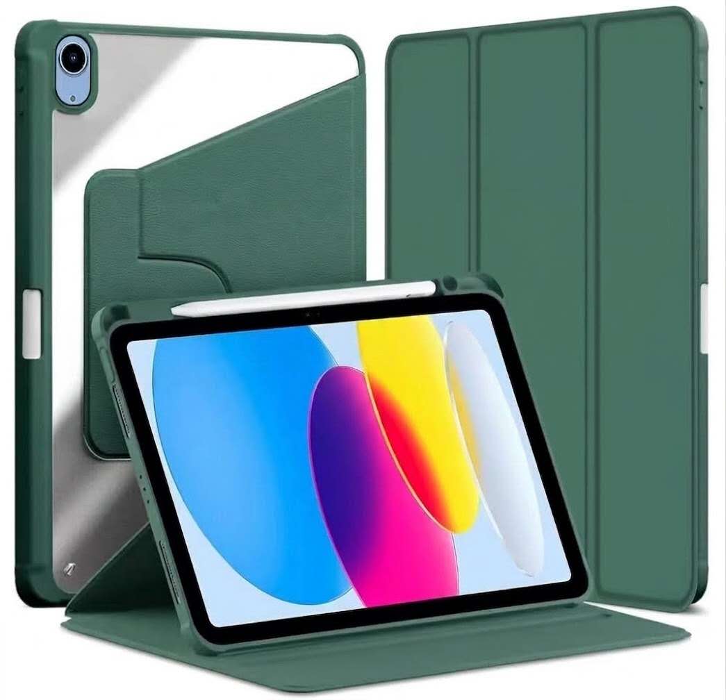 For Apple iPad Air 11 2024-26 / Air 4/ Air 5/ Pro 11 2018-22 Case With Pencil Holder Rotaing Folio Leather Shockproof Stand Cover