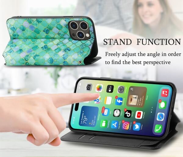 CaseNeo For Apple iPhone 15, 15 Plus,15 Pro, 15 Pro Max Leather Wallet Flip Case With RFID Blocking Credit Card Holder Slots Cover