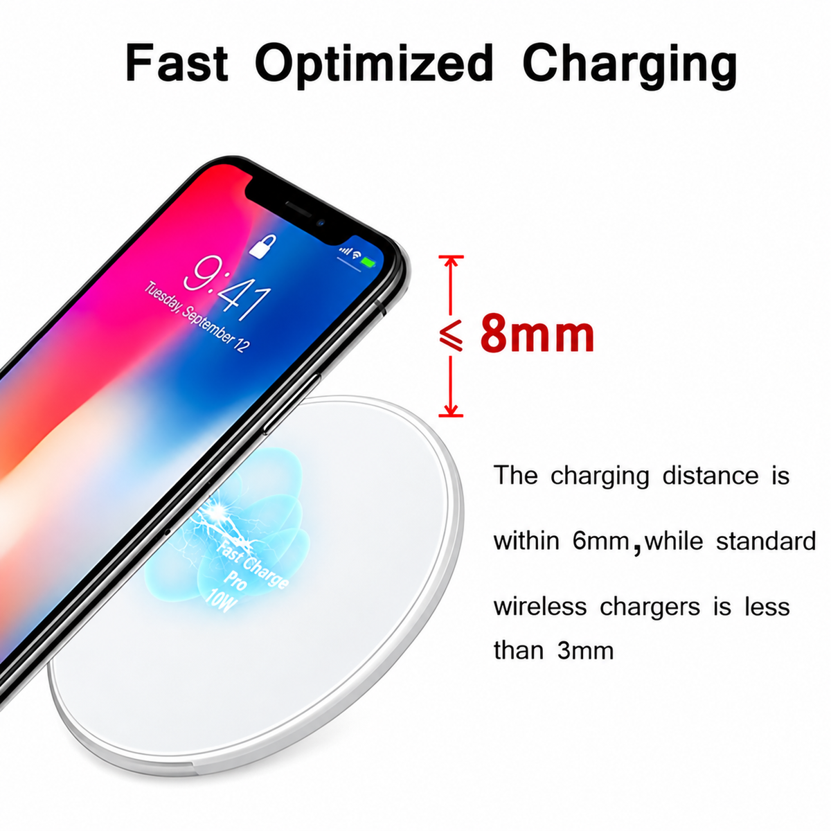 10W Qi Wireless Fast Charger Charging Pad For Apple iPhone Samsung Galaxy Google Pixel (White)