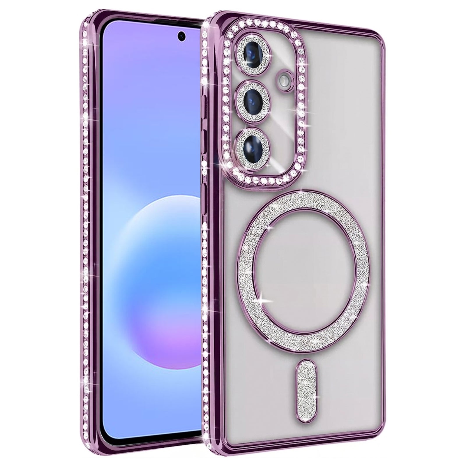 For Samsung Galaxy A37 5G Case, MagSafe Magnetic Diamond Rhinestone Glitter Crystal Bling Shockproof Cover