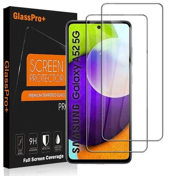 [2 Pack] Samsung Galaxy A52 Full Coverage Tempered Glass Screen Protector Film Guard (Clear)