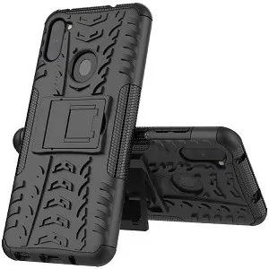 Samsung Galaxy A11 Shockproof Case Heavy Duty Rugged Protective Cover (Black)
