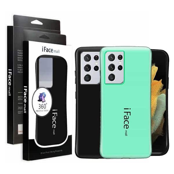 iFace Case For Samsung Galaxy S21 S21+Plus S21 Ultra Slimming Drop Proof Shockproof Hard Silicone Back Cover (Black)