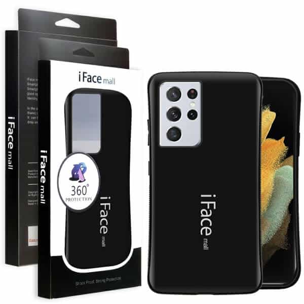 iFace Case For Samsung Galaxy S21 S21+Plus S21 Ultra Slimming Drop Proof Shockproof Hard Silicone Back Cover (Black)