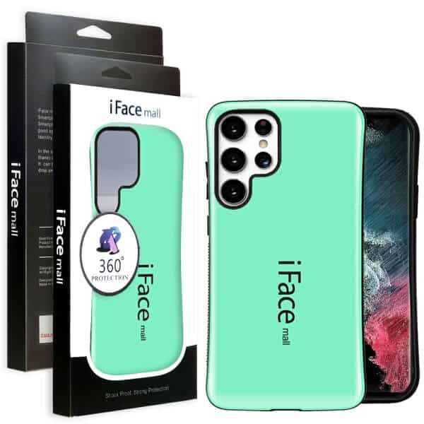 iFace Case For Samsung Galaxy S22 S22+Plus S22 Ultra Slimming Drop Proof Shockproof Hard Silicone Back Cover (Mint)