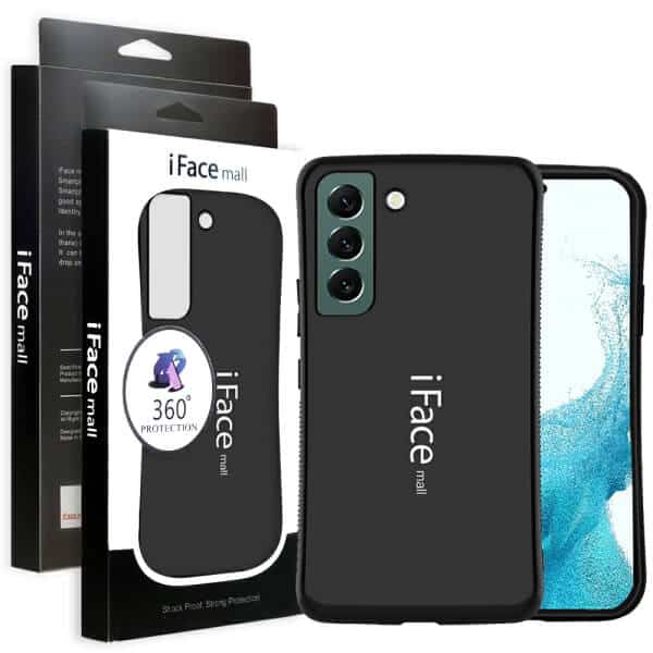iFace Case For Samsung Galaxy S22 S22+Plus Slimming Drop Proof Shockproof Hard Silicone Back Cover (Black)