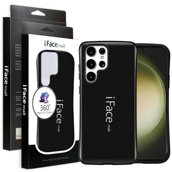 iFace Case For Samsung Galaxy S23 S23+Plus S23 Ultra Slimming Drop Proof Shockproof Hard Silicone Back Cover (Black)