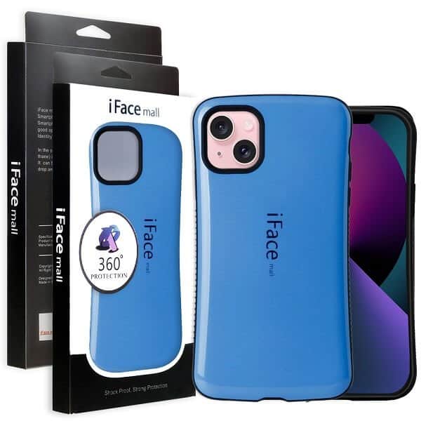 iFace Case For iPhone 13 Slimming Drop Proof Shockproof Hard Silicone Back Cover (Blue)