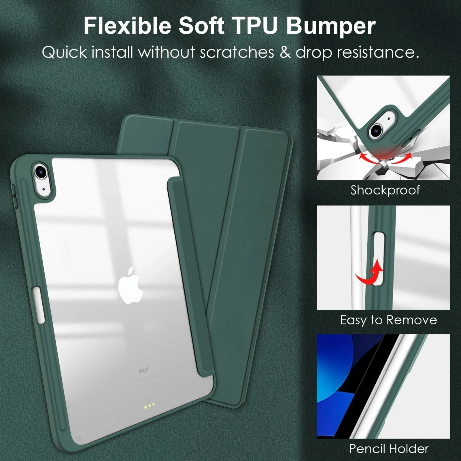 For Apple iPad 11th 10th Gen Case With Pencil Holder Leather Shockproof Folio Cover