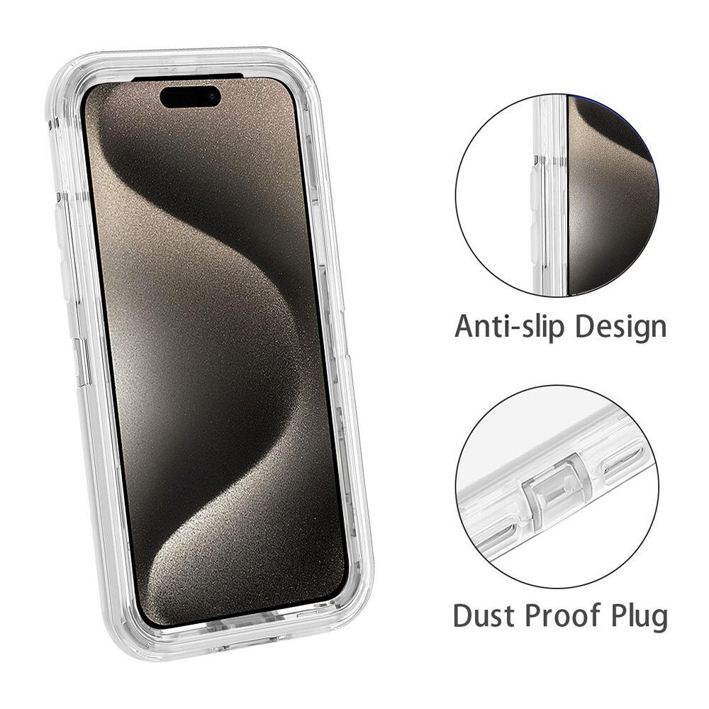 For Apple iPhone 15, 15 Plus, 15 Pro, 15 Pro Max Case Drop Resistant Defender Tradies Heavy Duty Rugged Shockproof Tough Cover