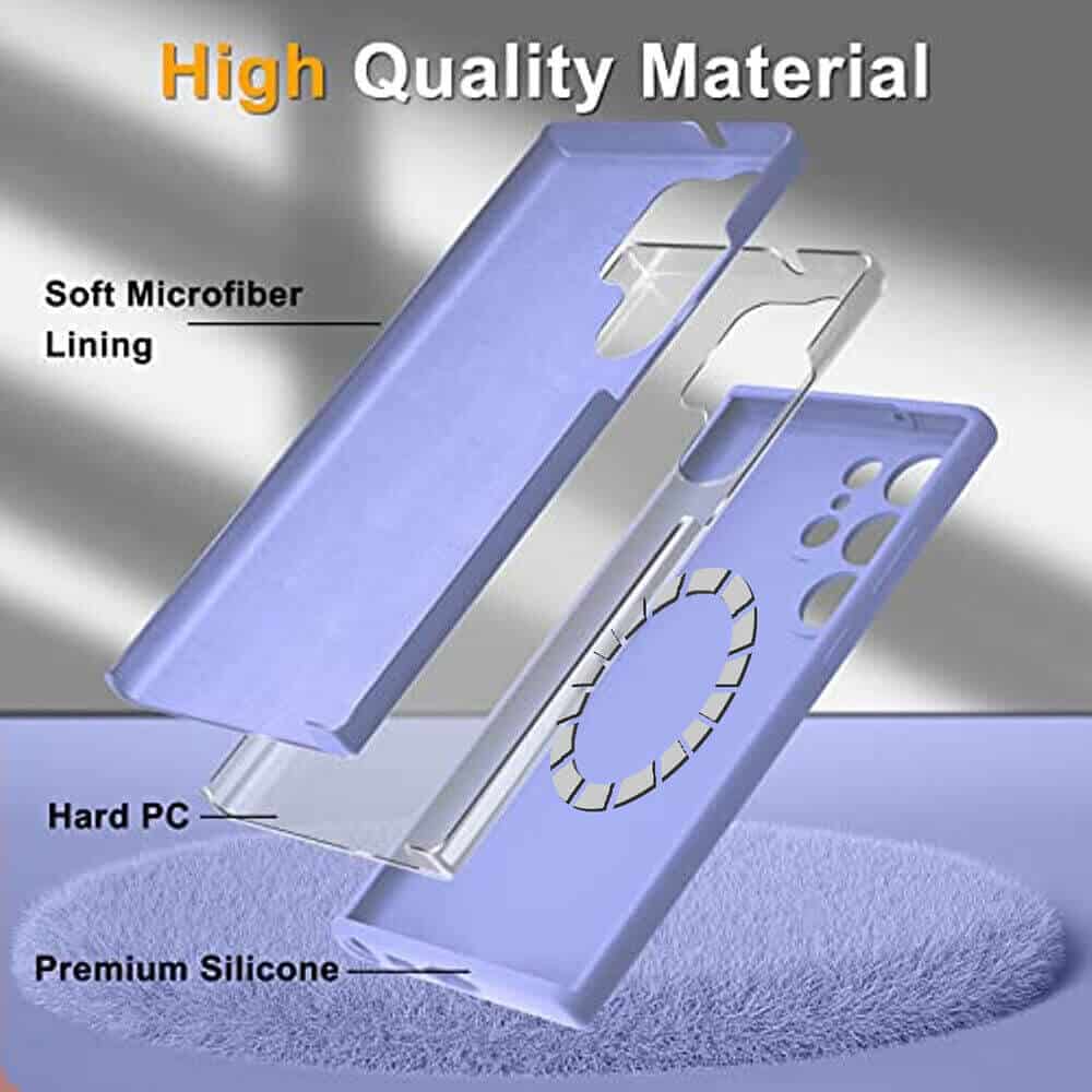 For Samsung Galaxy S24 S25 Ultra Plus FE MagSafe Magnetic Silicone Silky Soft Touch Full Protective Anti Scratch Case Cover