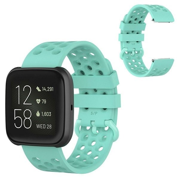 For Fitbit Versa Lite Wristband Adjustable Silicone Rubber Watch Band Kit Strap Loop (Sports Aqua)