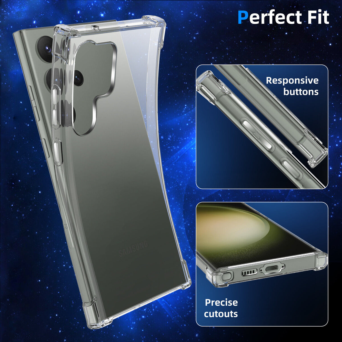 For Samsung Galaxy S23 | S23 FE | S23+ /S23 Plus | S23 Ultra SupRShield Clear Case Shockproof Tough Gel Clear Transparent Air Cushion Cover
