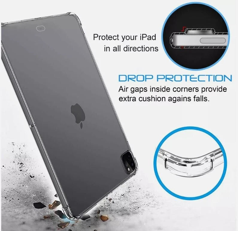 For Apple iPad Air 13 (M3/M4) 2024/2025/2026 With Pencil Clear Transparent Shockproof Heavy Duty Case Air Cushion Cover