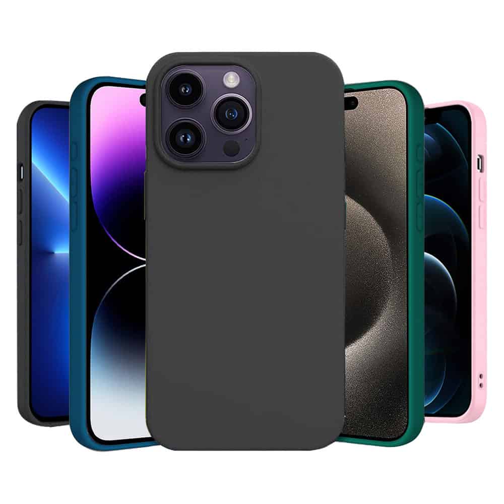 For Apple iPhone 15, 15 Plus, 15 Pro, 15 Pro Max Silicone Silky Soft Touch Full Protective Anti Scratch Cover with Microfiber Lining Back Case