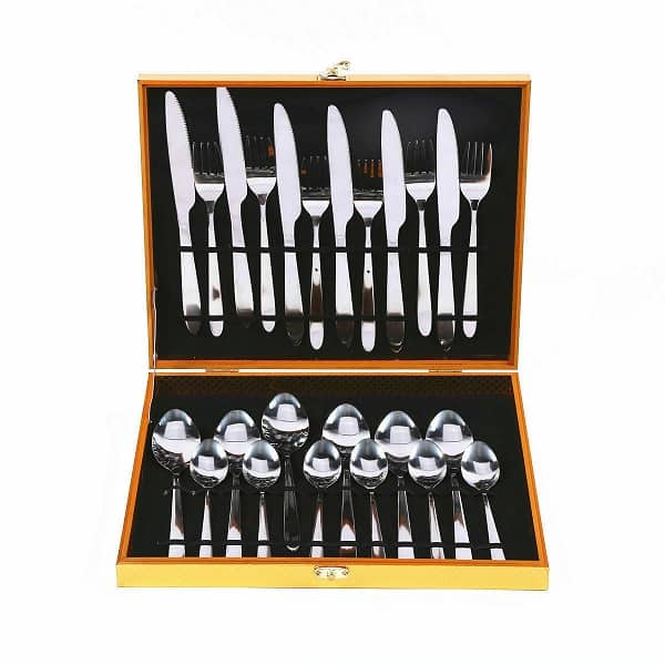24 Pcs Stainless Steel Cutlery Set Fork Knife Spoon Family Tea Cafe Dinner Australia (Silver)