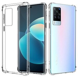 vivo X60 Pro Clear Case Shockproof Tough Gel Clear Transparent Air Cushion Cover (Transparent)