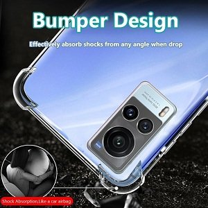 vivo X60 Pro Clear Case Shockproof Tough Gel Clear Transparent Air Cushion Cover (Transparent)