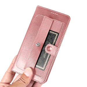 For Samsung Galaxy A11 Luxury Wallet Flip Case Leather Card Slots Cover (Rose Gold)