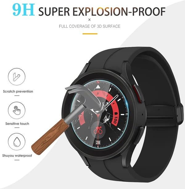 [2 Pack ] Samsung Galaxy Watch 5 Pro 45mm GlassPro+ Smart Watch Tempered Glass Screen Protector