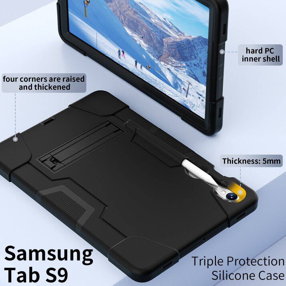 For Samsung Galaxy Tab S10+/S9 /S9 FE/S10 FE /S9+ /S9 FE+ Plus Hybrid Fancy Shockproof Heavy Duty Kickstand Case Cover